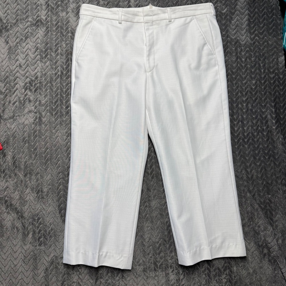 White Cintas Dress Pants‎ 40 HEMMED Regular Fit Flat Front Polyester (2095)